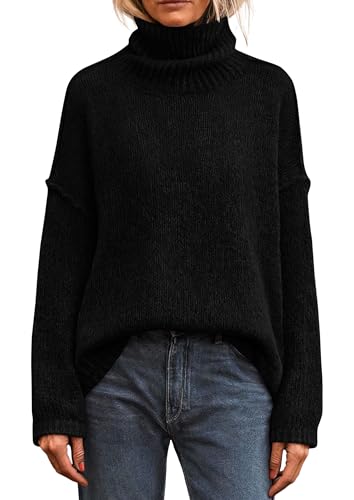 PRETTYGARDEN Womens Turtleneck Long Sleeve Sweater 2025 Fall Trendy Loose Fit Knit Tops Oversized...