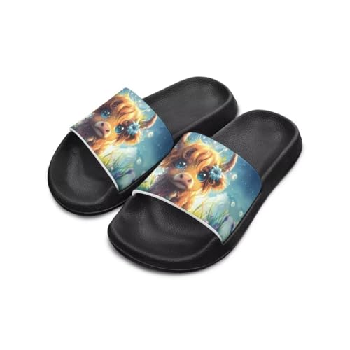 Image of Unisex Slides for Girls Boys Comfortable Slippers Slides Non-slip Shower Shoes House Fashion Thick for Indoor & Outdoor Gifts