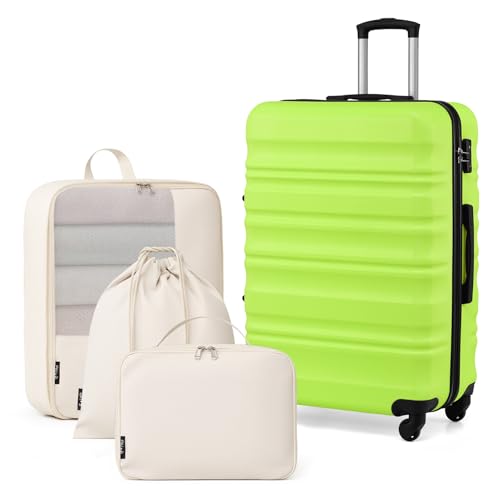 COOLIFE Large Suitcase 28 Inch with 1 Shoe Bag + 1 Toiletry Bag + 1 Travel Organizer, ABS+PC Large Suitcase with Wheels & TSA Lock