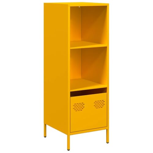 vidaXL Aparador de Acero Amarillo Mostaza 35x39x103,5 cm, Armario para Libros, Armario Moderno para Libros, Armario estantería de Almacenamiento