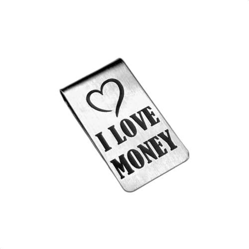 fermasoldi in acciaio spazzolato. I Love Money e raffinato elegante argento inox