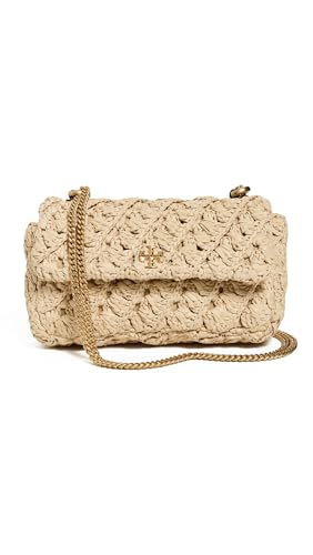 Tory Burch Women's Kira Crochet Mini Flap Bag, Natural, Tan, One Size