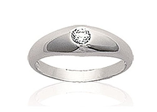 Bague en argent 925 rhodié et oxyde de zirconium, cadeau idéal mixte