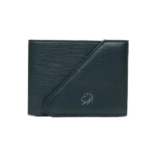 Image of VEMILIO Men's Vegan Leather Wallet for Men | Edge Cut Slim Bi-Fold Gents Purse | Stylish Wallet with Coin Pocket | 3 Card Slots | ID Window & 2 Currency Compartments (Green)