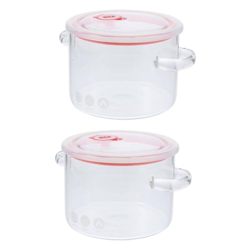 Cabilock 2pcs Glass Soup Pot Large Capacity Heat Resistant Double Handles Cooking Pan