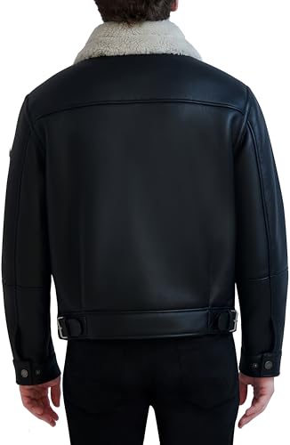Image of KARL LAGERFELD Men's Karl Lagerfeld Paris Men's Faux Shearling Trim Aviator Jacket