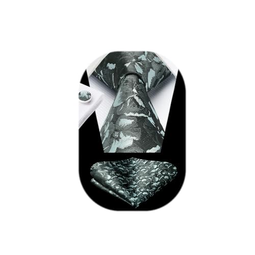 Image of Enlision Ties for Men Floral Tie Handkerchief Cufflinks Set Formal Flower Classic Mens Necktie & Pocket Square Wedding