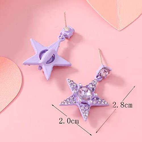 Full Diamond Rubber Paint Five-Pointed Star Earrings Colored Rhinestone Earrings Ornaments #TOP4