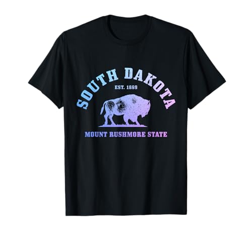 South Dakota East 1889 Mount Rushmore State Bison Vintage T-Shirt