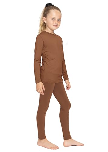 Image of STRETCH IS COMFORT Girls 2 Piece Hoodie Short Sleeve Long Sleeve Crew Neck Top and Leggings Set Kids Thermals Underwear Set