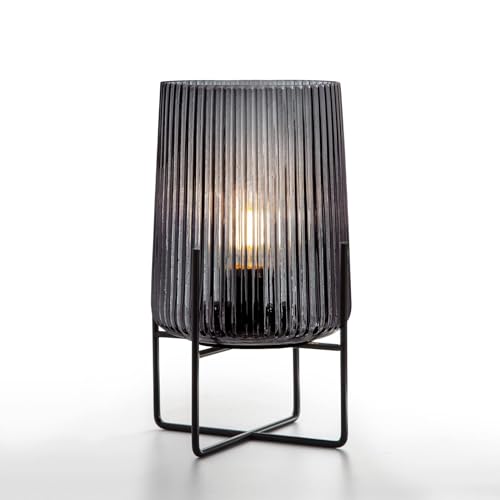 MJ PREMIER Tischlampe Kabellos,Batteriebetrieben Tischlampe Vintage Tischleuchte Ohne Kabel Nachttischlampe Glas mit Timerfunktion Akku Led Tischlampen Outdoor für Außen Wohnzimmer,Balkon, Garten S