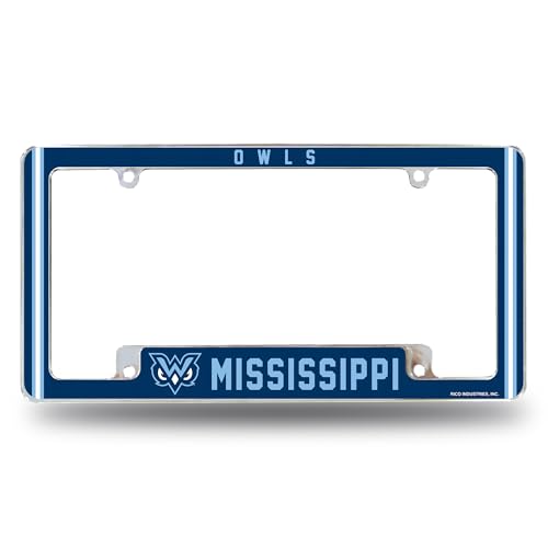 Rico Industries NCAA Mississippi University for Women Owls 12" x 6" Chrome All Over Automotive License Plate Frame for Car/Truck/SUV