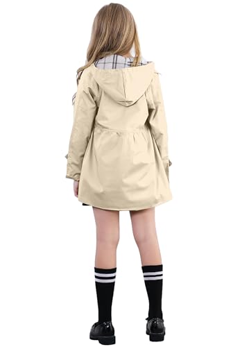 Image of Betusline Girl's Single Breasted Trench Coat Hooded Dress Coat Outerwear, 2-14 Years