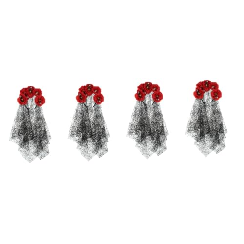 Serre-tête gothique avec voile rouge pour Halloween et cosplay