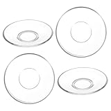 BIUDECO 4 piezas Platos Redondos de Vidrio Transparentes de Platillos para Té y Aperitivos Vajilla para Hogar Restaurantes y Oficinas Reutilizable