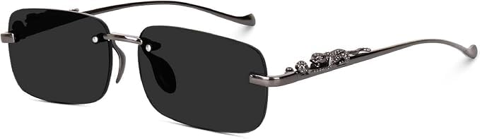 Rimless Unisex Casual Black Polycarbonate Adult Heart-Shaped Sunglasses with Black Polarized UV Protection Lenses-image-36