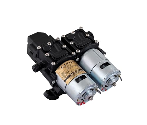 Image of Earth High Pressure Pumps 12v DC Water Pump Diaphragm Pump Double Motor Pump Without Cover,Motor (250 PSI FLOW RATE- 4452 Copper 10 Leter Par Minute. without cover
