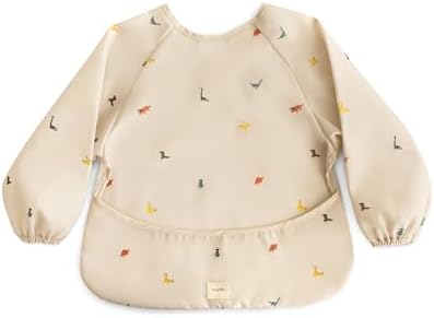 mushie Long Sleeve Baby Bib | Water Resistant Adjustable Fit