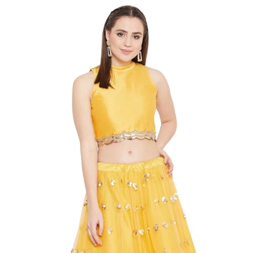 Image of studio rasa Women's Dupion Sequin Embellished Crop Top for Wedding Festive