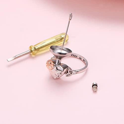 Bague Funéraire En Acier Inoxydable Pour Cendres - Taille 5, Plaquée Rhodium - Bijou Souvenir Porte-Cendres