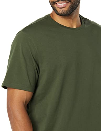 Amazon Essentials Camiseta de Cuello Redondo de Algodón, Manga Corta, Corte Clásico Hombre, Pack de 2, Negro/Verde Oliva, XL