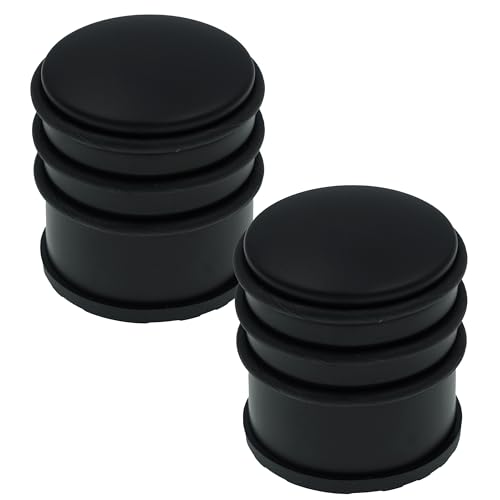 HRB Türstopper Edelstahl hoch massiv 2 Stück - Schwerer Türstopper Boden mit modernen Design Door Stopper versehen mit Gummiring zum Schutz der Türen (Schwarz)