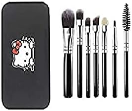 Soft and Synthetic Bristle Makeup Brush with Strong Storage Box- Black, Set of 7