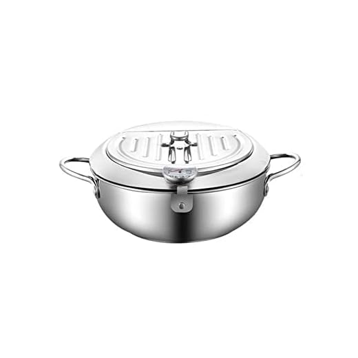 Deep Fryer Pot, liten djupt stekpott med Fahrenheit termometer, 304 rostfritt stål djupt friterare med oljeträtter for chips, pommes frites, fisk och kyckling (Size : 24cm)