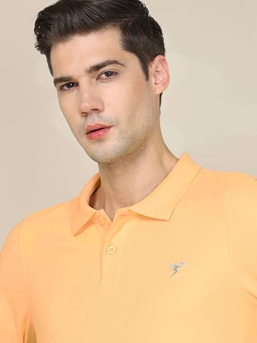 Image of TECHNOSPORT Mens Slim Fit Polyester Active Wear Collar Polo T-Shirt with Long Sleeves for Workout, Sports