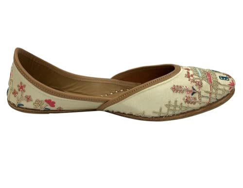 Gold Zari Punjabi Jutti for Women's Soft Flat Ethnic Handmade Girls Juti Traditional Jooti Wedding Indian Shoes3