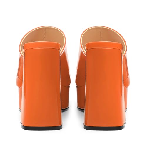 Image of Women Square Open Toe Platform Chunky Heel Slide Sandals | Slip On High Heel Dress Sandals, Elegant Formal Footwear For Wedding Club Evening Party Events