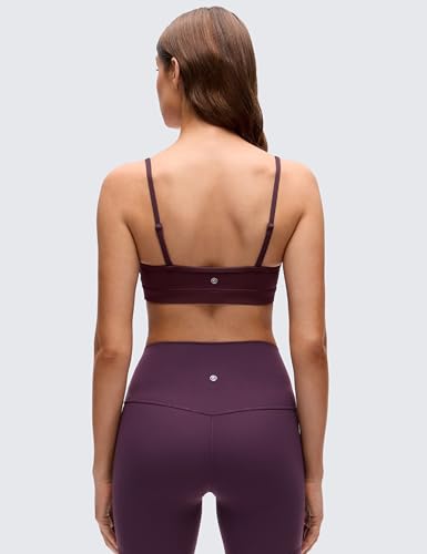 Image of CRZ YOGA Butterluxe V Neck Sports Bras | Light Support, Removable Pads, Yoga, Extremely Soft, Square Back, Adjustable Spaghetti Straps, for Women