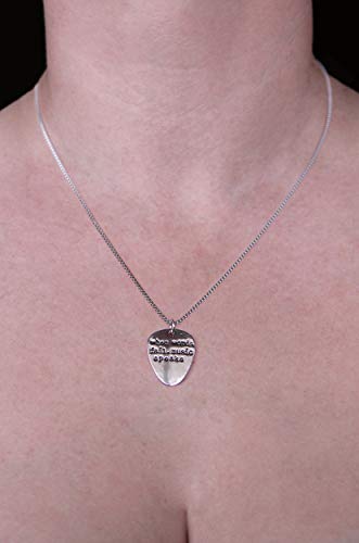 Art Attack When Words Fail Music Speaks Chain Necklace, Electric Guitar Pick Rock N Roll Love Metal Pendant Charm (Silver)3