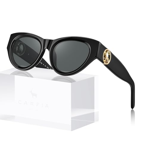 CARFIA Retro Acetate Polarized Cat-Eye Sunglasses for Women UV400 Protection, Designer Glasses Trendy Classic Shades CA1952