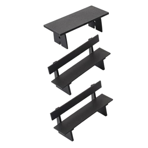 UPKOCH 3 Piezas Conjunto Muebles Miniatura Banco y Mesa Negro para Casa Muñecas Accesorios Decorativos para Jardín Miniatura