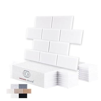 WoveN SounD Brick Acoustic Panels, White, 8 Pack, 16x12 in