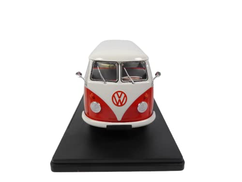OPO 10 - 1/24 Scale Metal Miniature Car Toy, Volkswagen T1 Combi 1960, Vehicle & Base, Adults, Red - Image 3