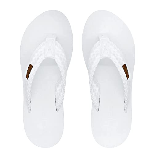 Image of MALIDA Womens Wedge Arch Support Flip Flops Cushion Soft Rubber Midsole Platform Thong Sandals with Rubber Sole