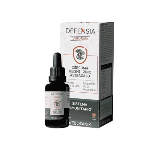Webotanix - Virusan Defensia - Gotas 30 ml - Cordyceps - Reishi - Cúrcuma - Astrágalo - Melena de León - Acerola - Zinc - Vitamina C y D - Extractos Vegetales y Hongos - Complemeto Alimenticio