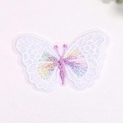 Parches de Bordado Parches Bordados pequeños de 5 x 3,8 cm, 50 Unidades, for Planchar, con diseño Mariposas, for Ropa, Gran tamaño, for Coser en Vaqueros y Chaquetas(Beige)