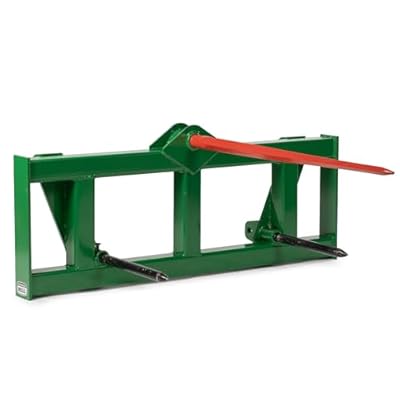 Titan Attachments Green Global Euro Hay Frame Attachment with 49" Hay Spear and Stabilizers Fits John Deere Tractors, Rated 3,000 LB, Hay Handling Equipment