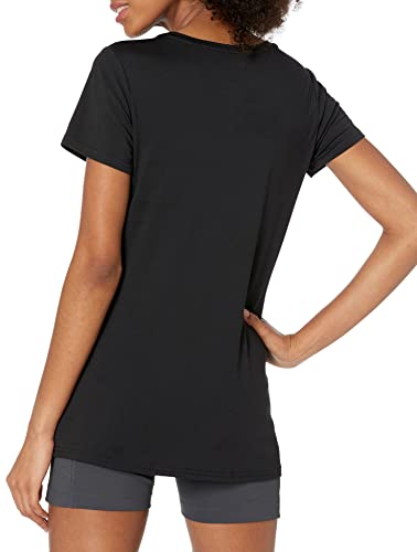 Amazon Essentials Damen Active Quick Dry Tech Stretch Kurzarm-T-Shirt mit Rundhalsausschnitt (in Übergröße erhältlich), 2er-Pack, Schwarz, XL
