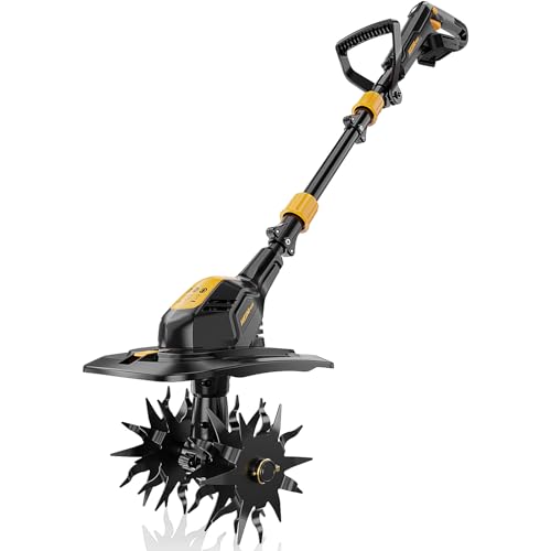 HEINPRO Cordless Tiller Cultivator Compatible with Dewalt 20V MAX Battery, 9In Tilling Width & 7In...