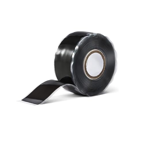 Image of Waterproof Duct Tape 2.5cm x 3m, Silicone Repair Tape Plumbers Tape, Self Fusing Rubber Tape Waterproof Tape for Leaks, Rubber Seal Tape for Pipes, Faucets, Handles (Black)