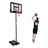 Basketball Hoop in-Ground with Anti-Collision Foam, 55" Shatterproof Backboard, Quick Adjustable 8-10ft, Tempered Glass Outdoor Basketball Goal System