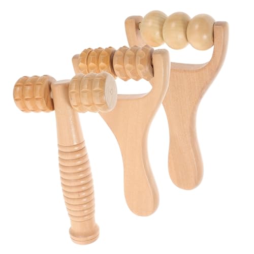 MUSISALY Wooden Massage Rollers for Tissue Massage 3pcs Back Massager Roller for Home and Travel