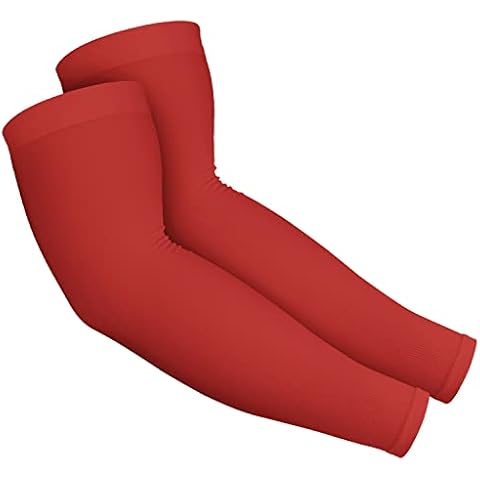 BRGUR UV Sun Protection Compression Arm Sleeves, Red, 1 Pair Cover