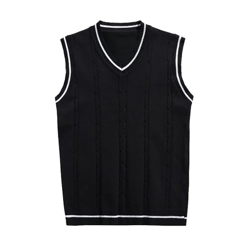 Dcvmvmn 2024 Winter Men's Knitted Vest Fashion Striped Sleeveless V-Neck Large Size Loose Vest2