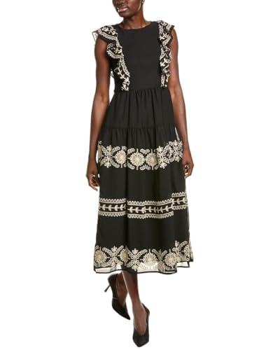 Robe femme Anne Klein à manches volantées brodées chic