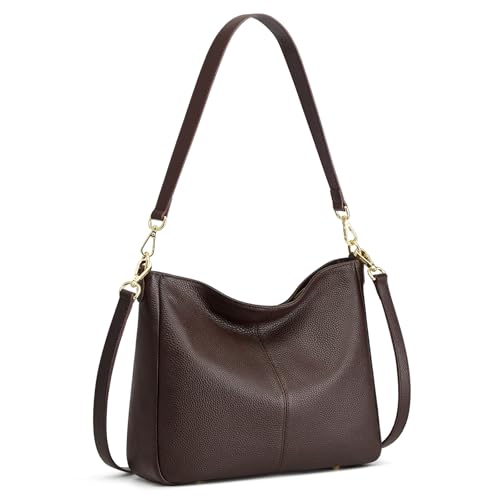 Image of Kattee Leather Purses, Hobo Crossbody Bag with 2 Straps | Soft pebbled leather hobo bag with 2 straps, roomy pockets, everyday style for work, shopping, travel, and outings.